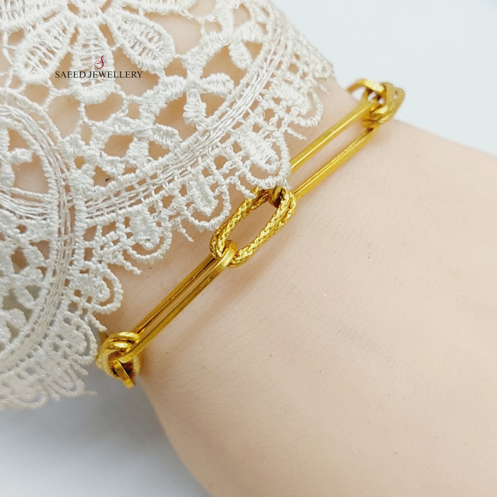 21K Gold Paperclip Bracelet by Saeed Jewelry - Image 3