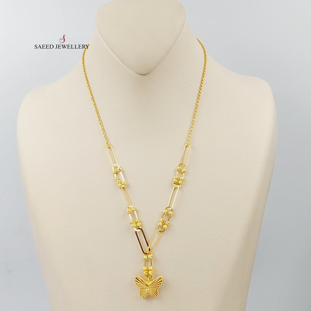 21K Gold Paperclip Butterfly Necklace by Saeed Jewelry - Image 2