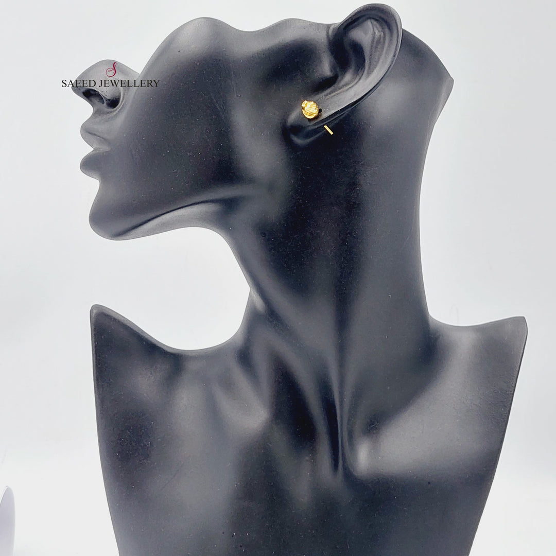 21K Gold Plain Screw Earrings by Saeed Jewelry - Image 3