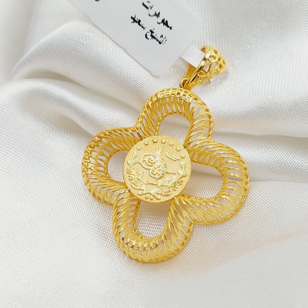 21K Gold Rashadi Clover Pendant by Saeed Jewelry - Image 4