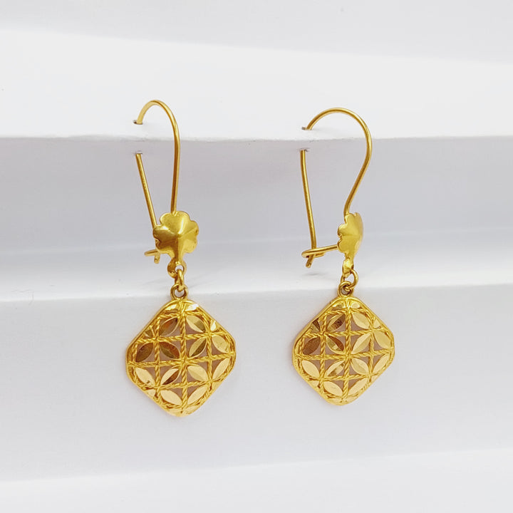 21K Gold Rhombus Earrings by Saeed Jewelry - Image 1