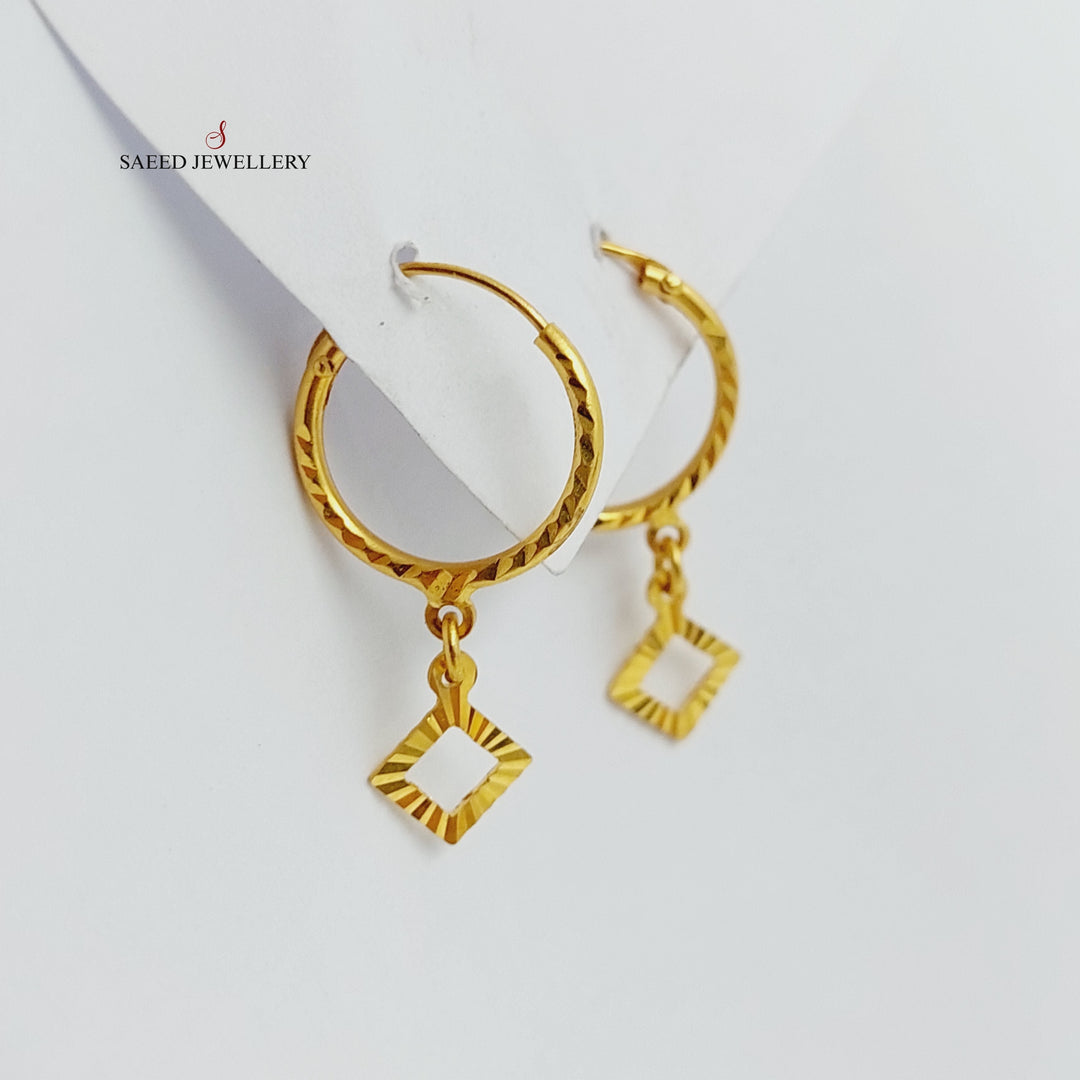 21K Gold Rhombus Earrings by Saeed Jewelry - Image 2