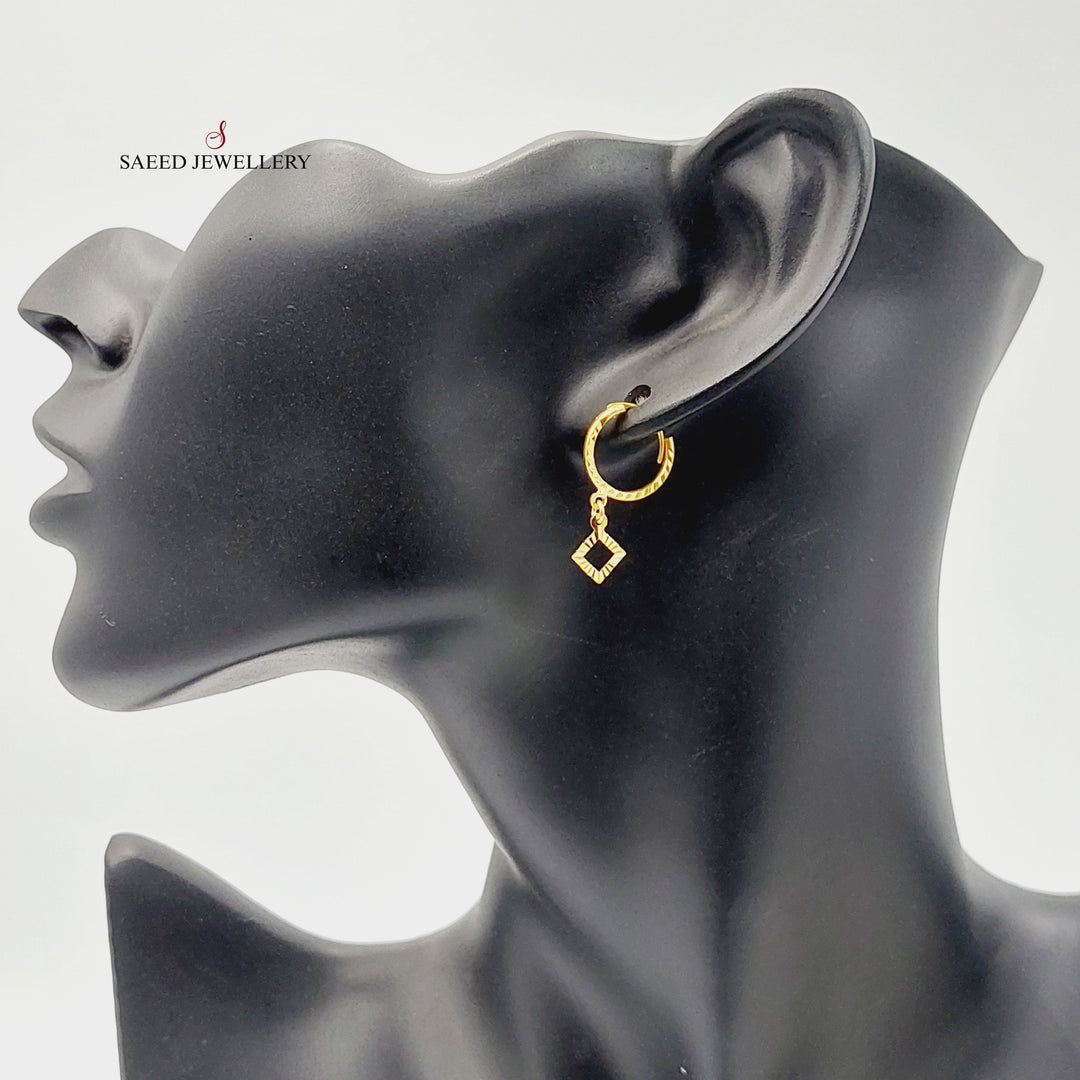 21K Gold Rhombus Earrings by Saeed Jewelry - Image 5