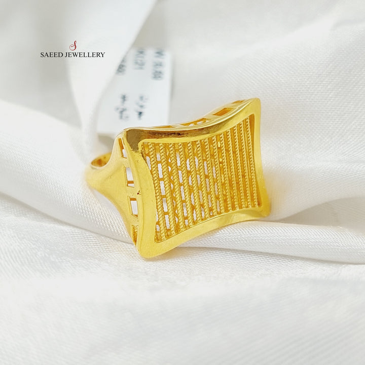 21K Gold Rhombus Ring by Saeed Jewelry - Image 3