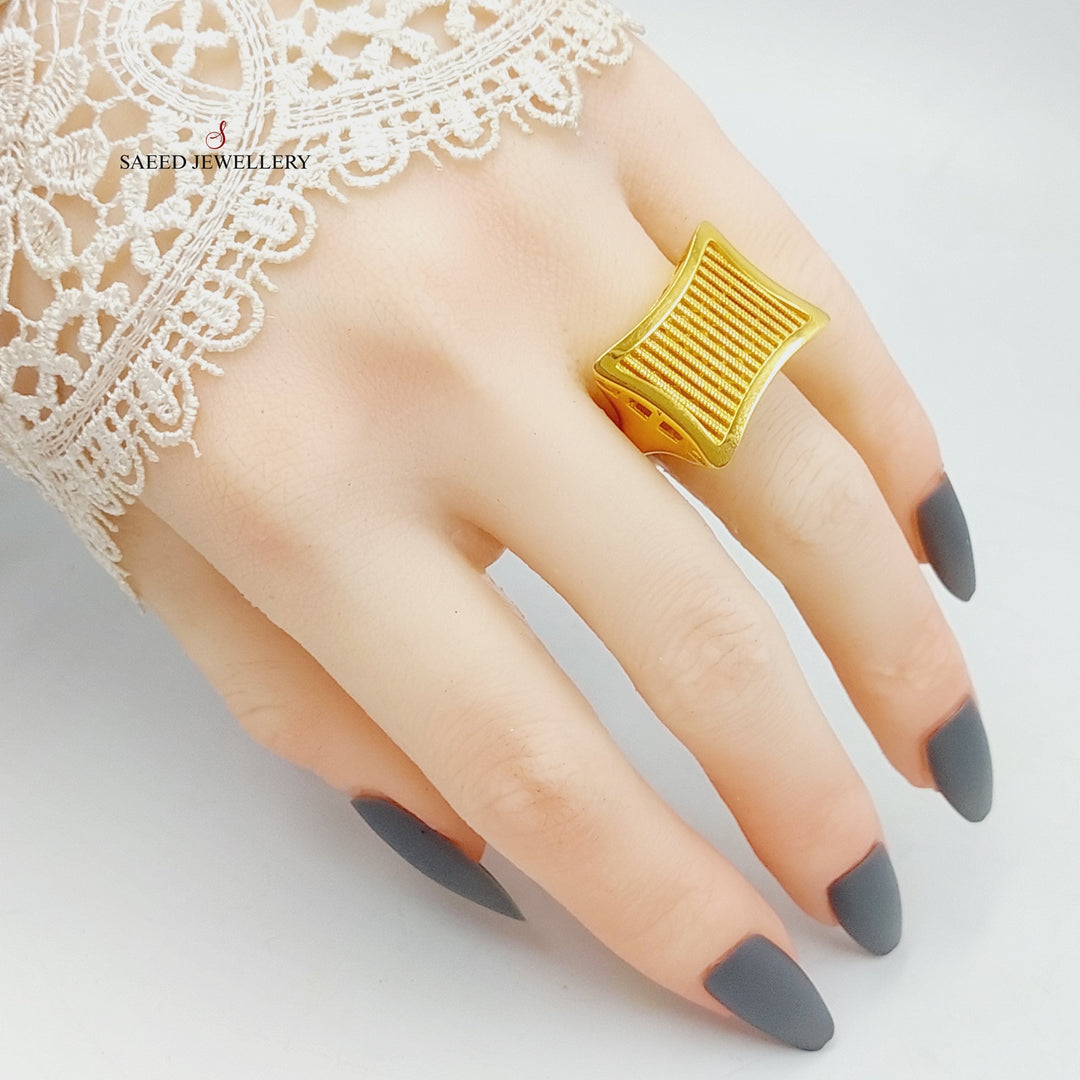 21K Gold Rhombus Ring by Saeed Jewelry - Image 4