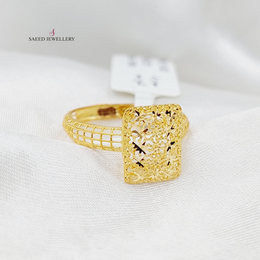 21K Gold Rhombus Ring by Saeed Jewelry - Image 2