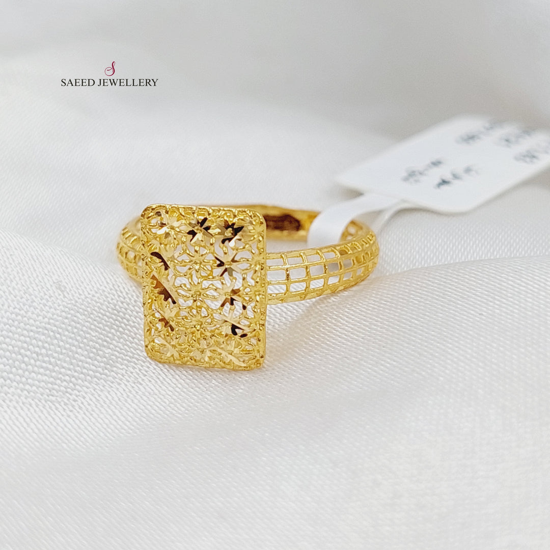 21K Gold Rhombus Ring by Saeed Jewelry - Image 3