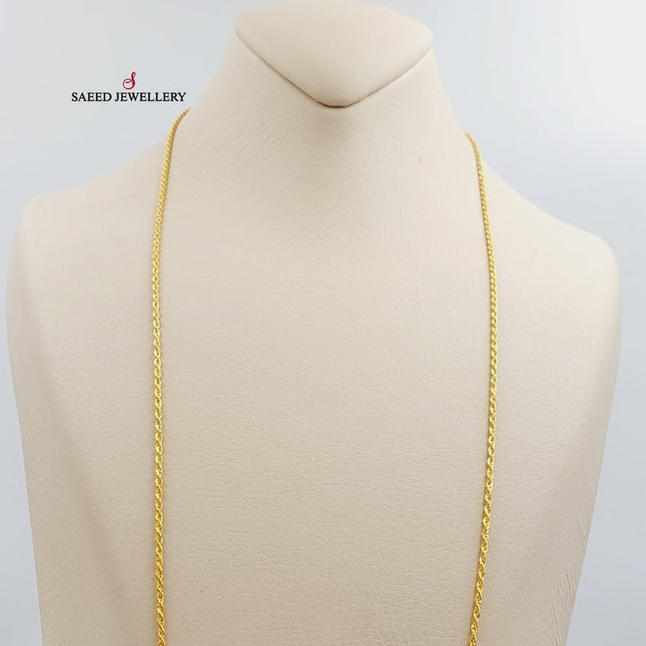 21K Gold 2.5mm Rope Chain by Saeed Jewelry - Image 3