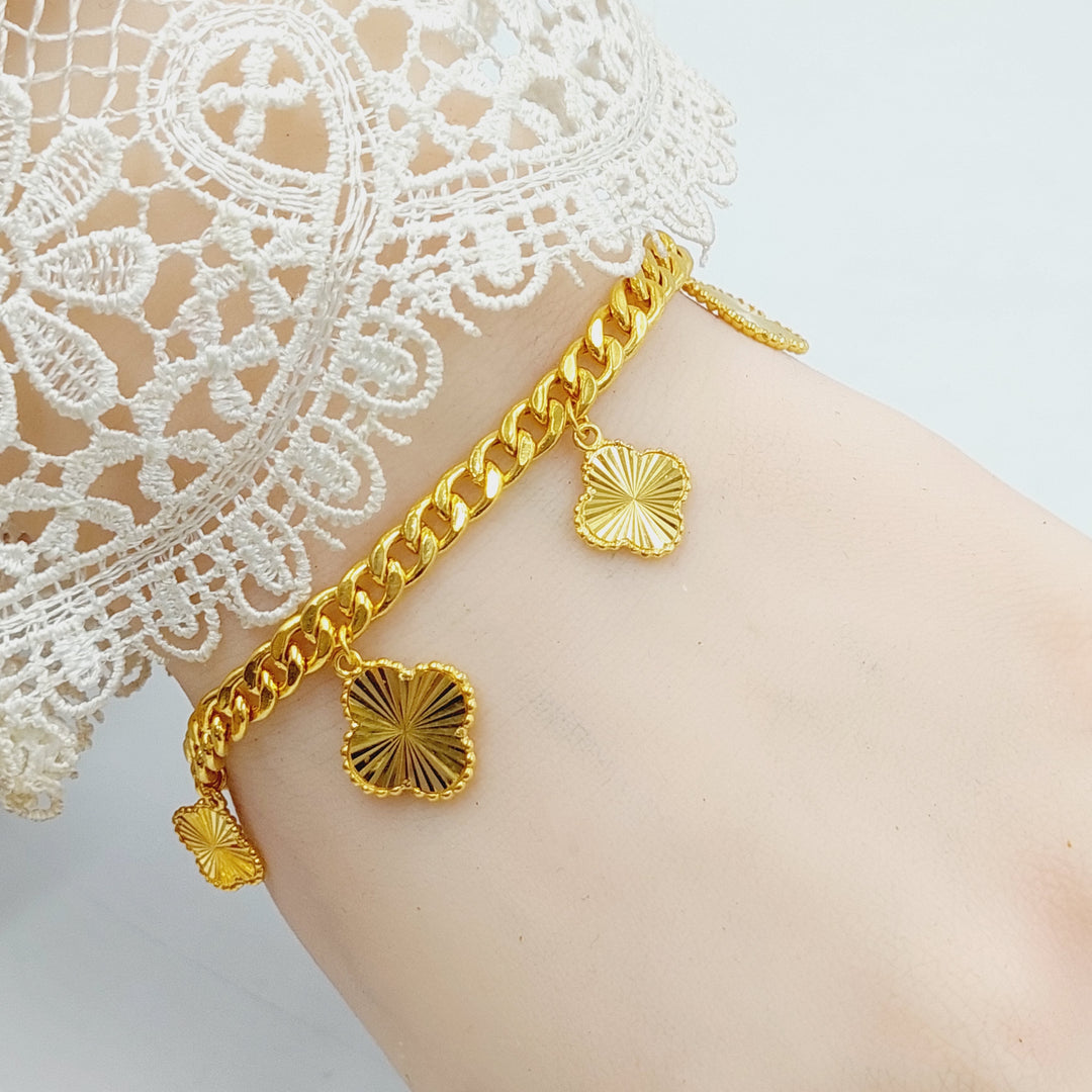 21K Gold Clover Bracelet by Saeed Jewelry - Image 5