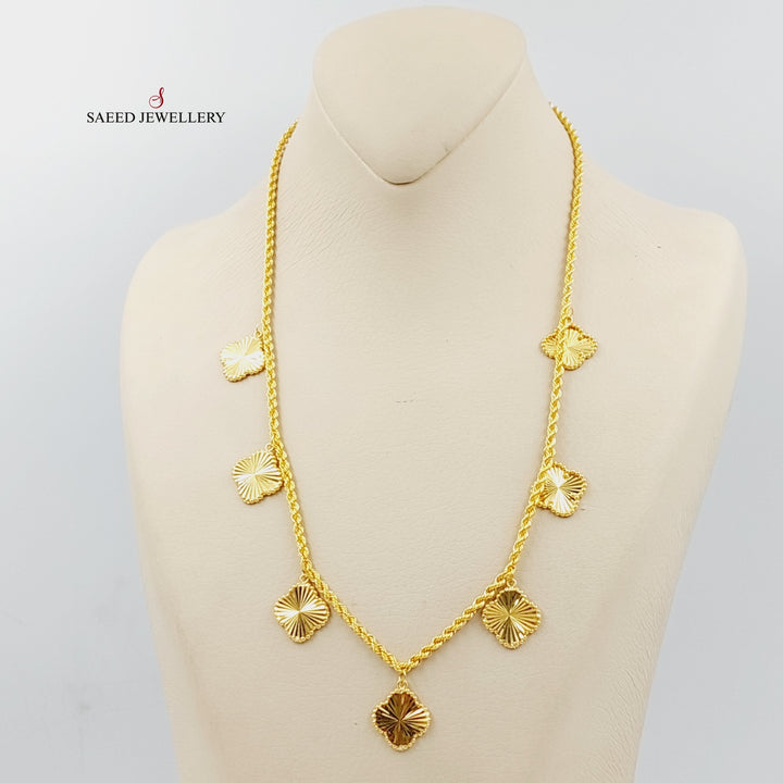 21K Gold Clover Dandash Necklace by Saeed Jewelry - Image 4