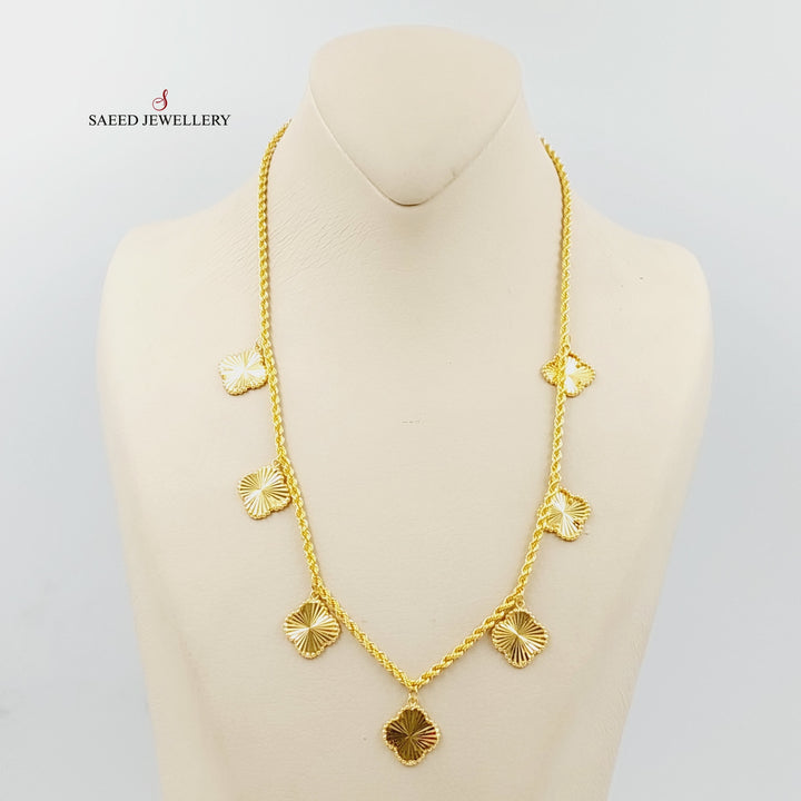 21K Gold Clover Dandash Necklace by Saeed Jewelry - Image 5