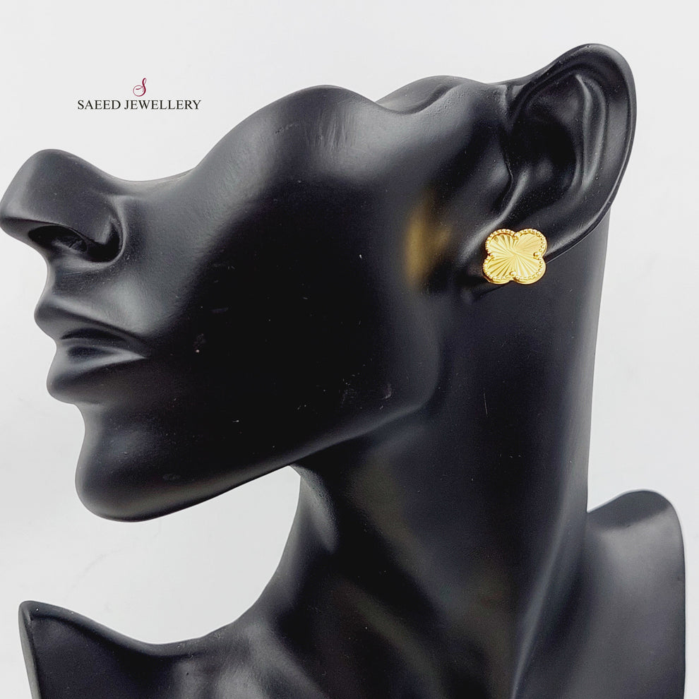 18K Gold Clover Earrings by Saeed Jewelry - Image 2