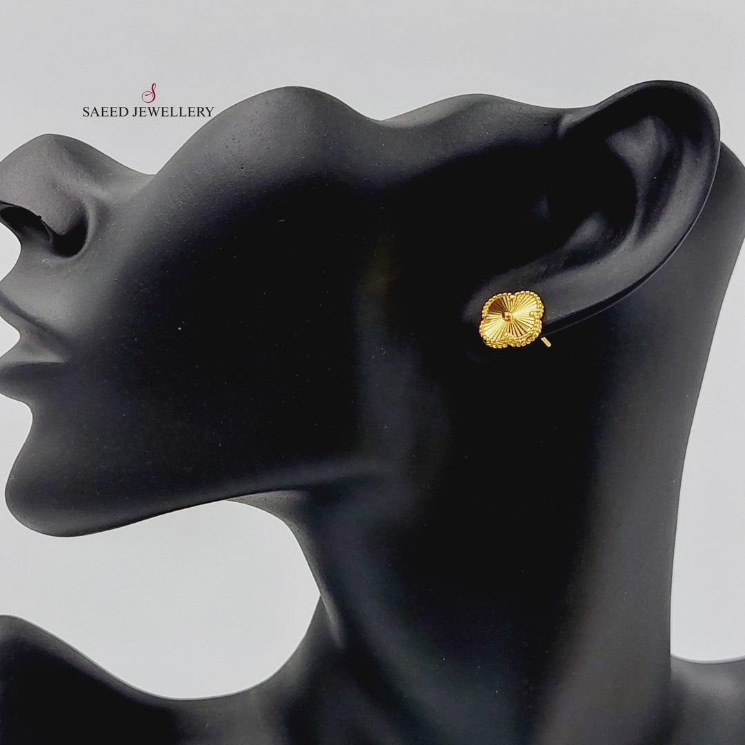 21K Gold Clover Earrings by Saeed Jewelry - Image 4