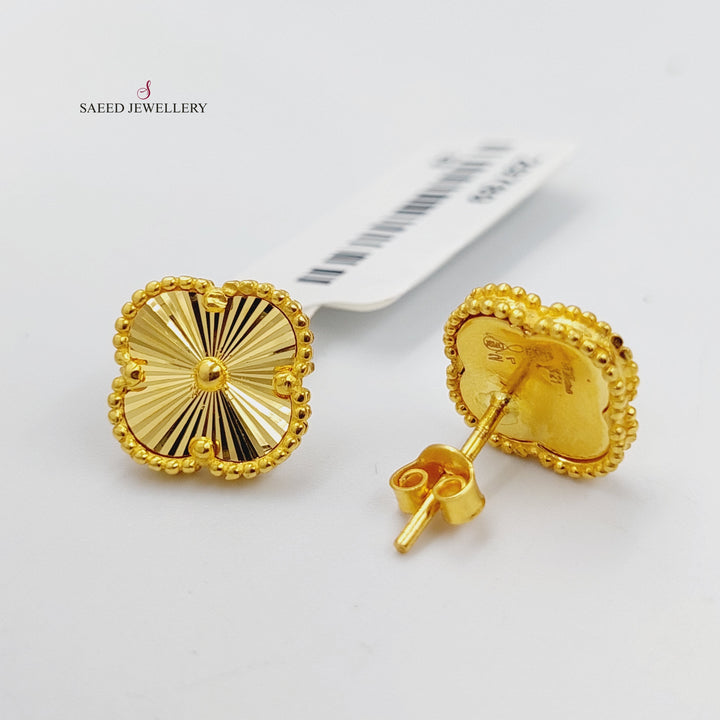 21K Gold Clover Earrings by Saeed Jewelry - Image 6