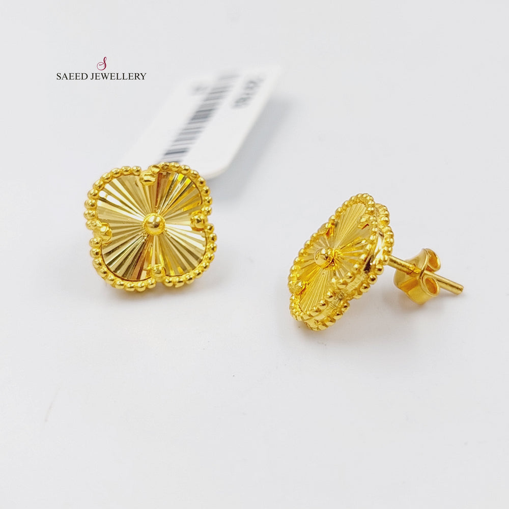 21K Gold Clover Earrings by Saeed Jewelry - Image 2