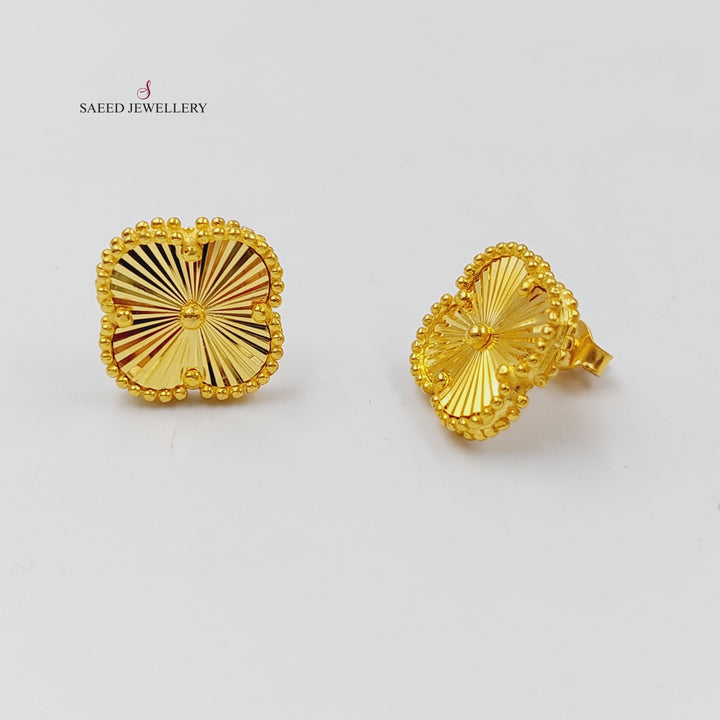 21K Gold Clover Earrings by Saeed Jewelry - Image 8