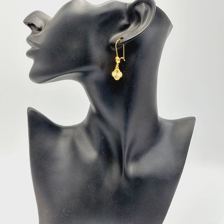 21K Gold Clover Earrings by Saeed Jewelry - Image 4