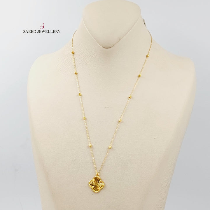 21K Gold Clover Necklace by Saeed Jewelry - Image 3