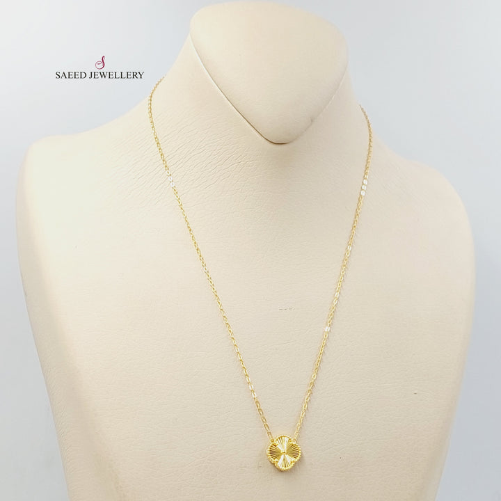 21K Gold Clover Necklace by Saeed Jewelry - Image 3