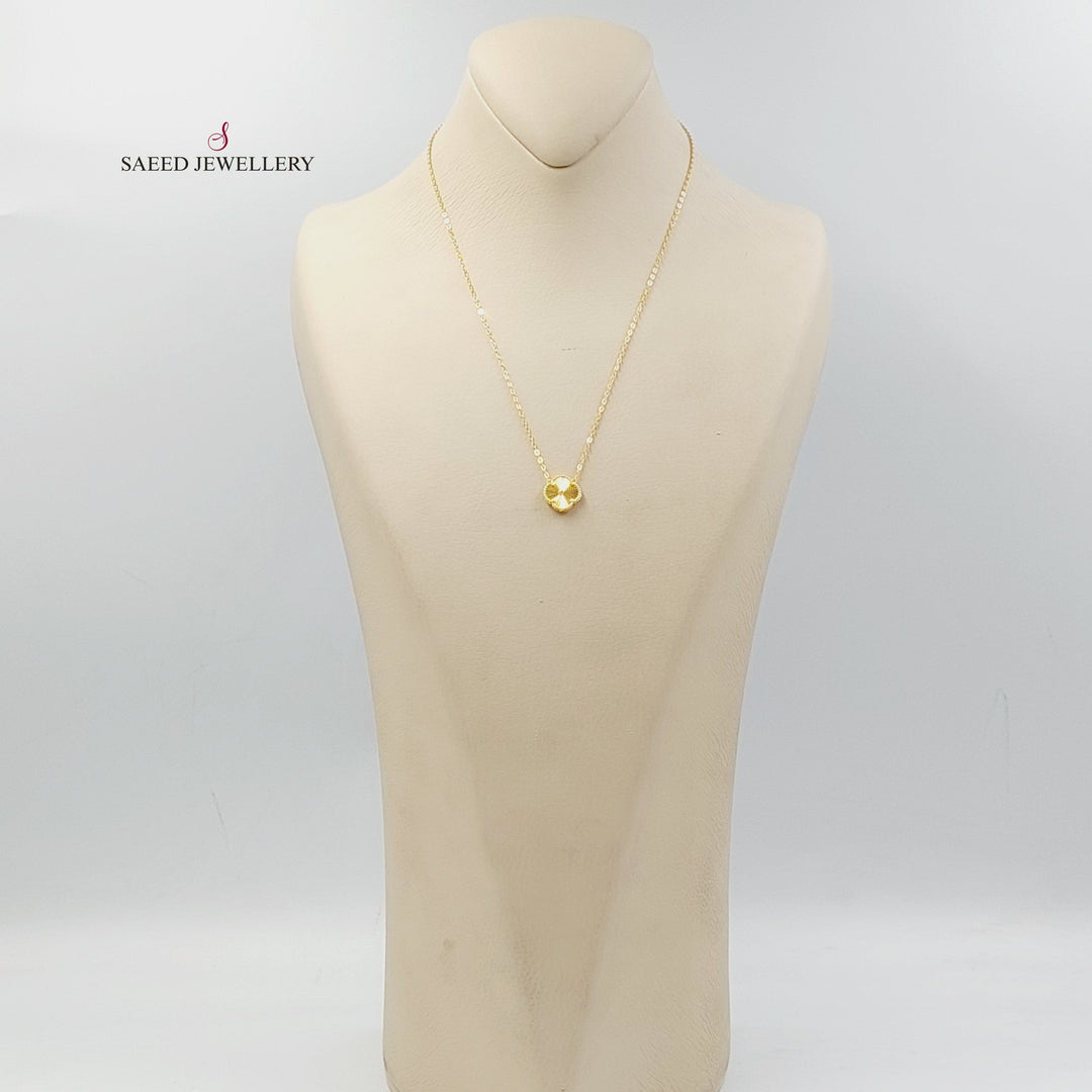 21K Gold Clover Necklace by Saeed Jewelry - Image 4