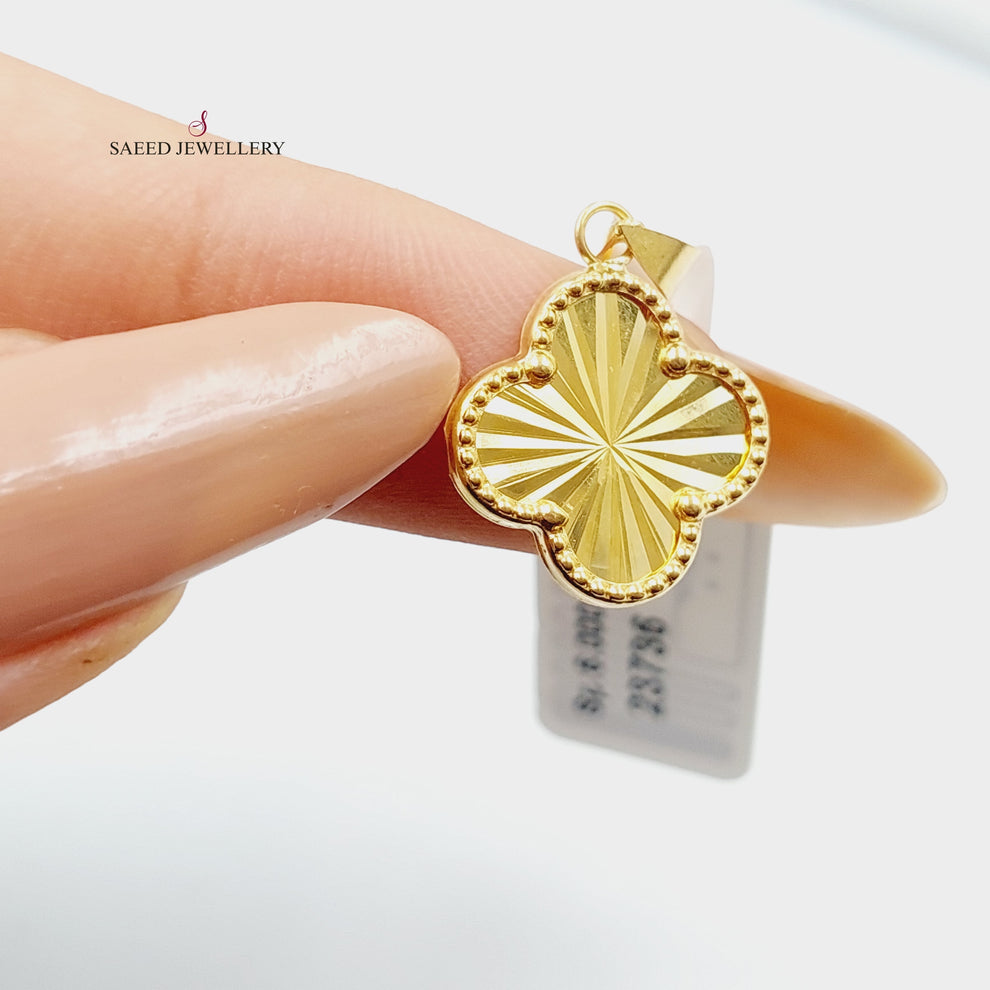 18K Gold Clover Pendant by Saeed Jewelry - Image 2