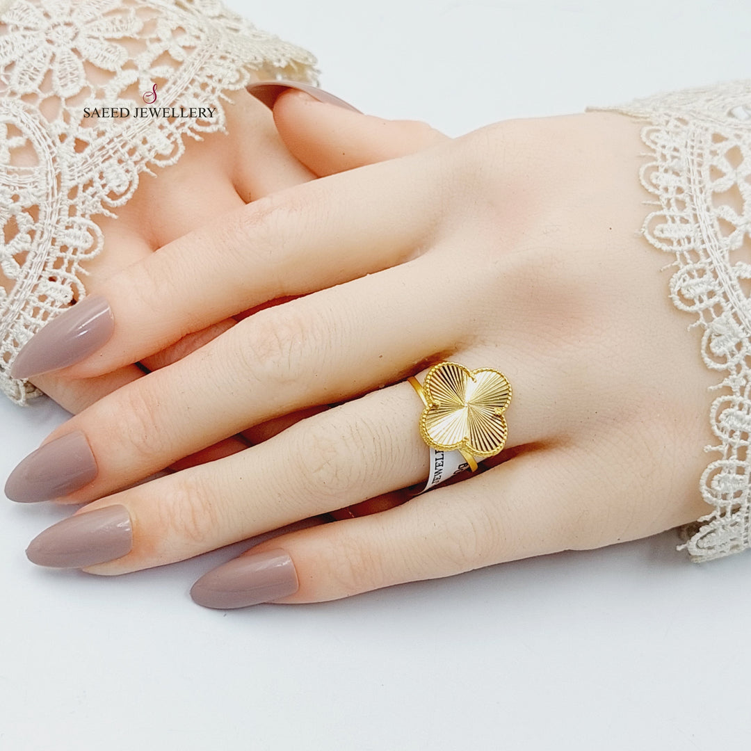 21K Gold Clover Ring by Saeed Jewelry - Image 4