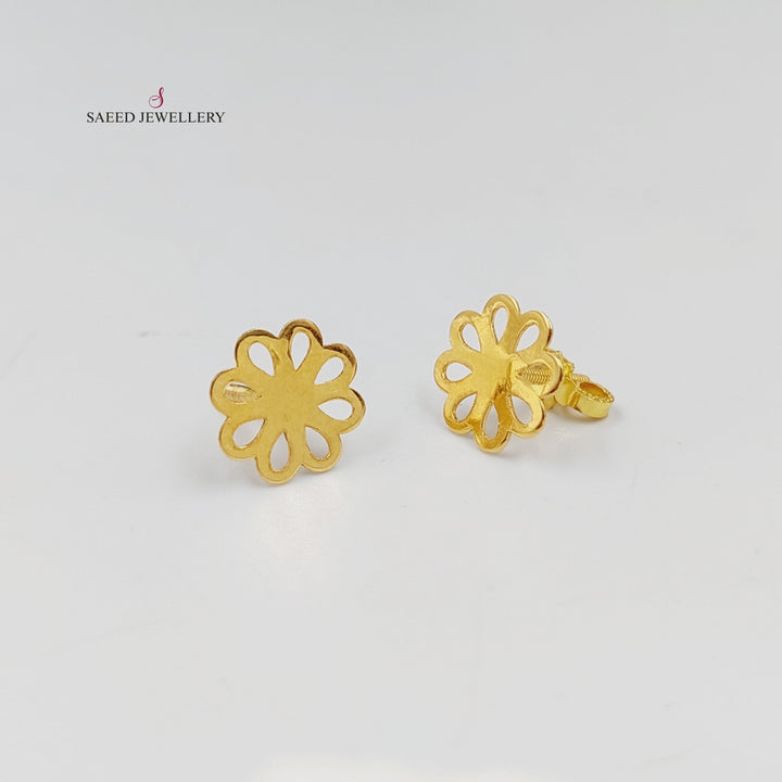 18K Gold Rose Screw Earrings by Saeed Jewelry - Image 5