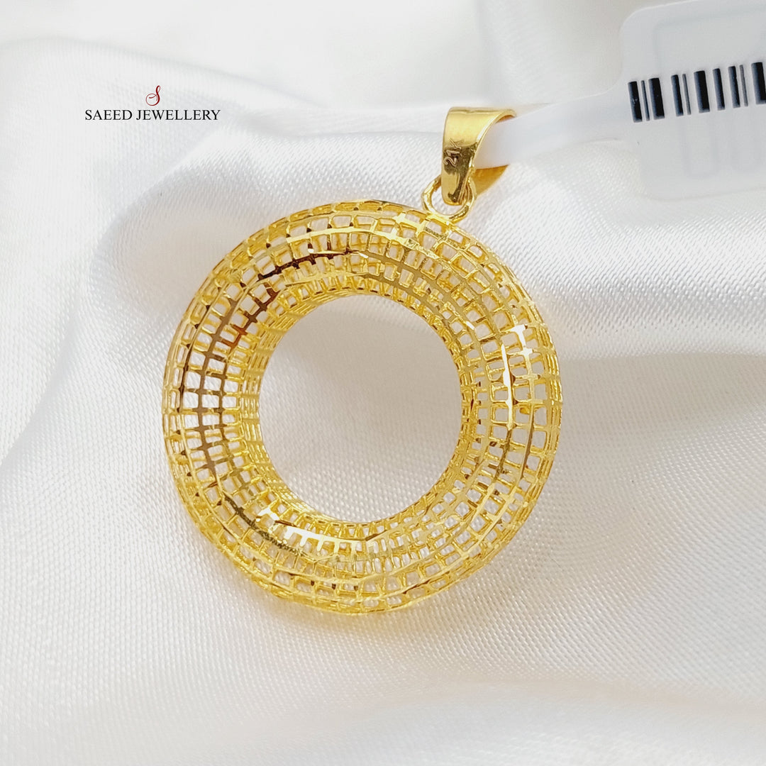 21K Gold Rounded Pendant by Saeed Jewelry - Image 4