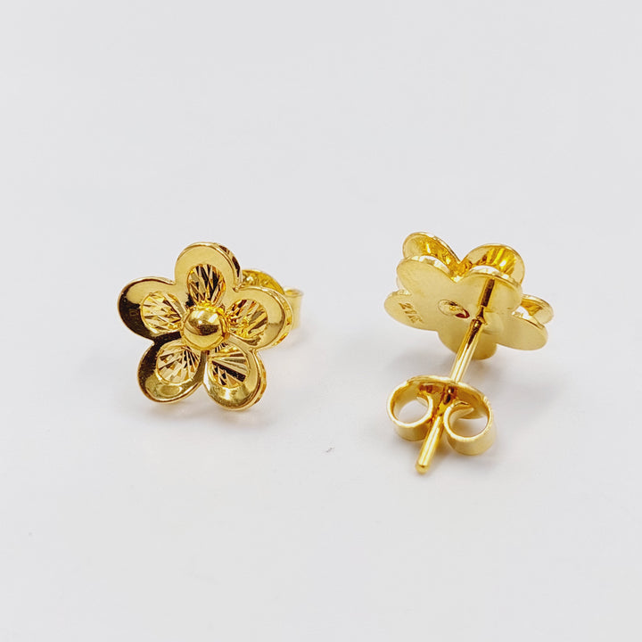 21K Gold Screw Rose Earrings by Saeed Jewelry - Image 5