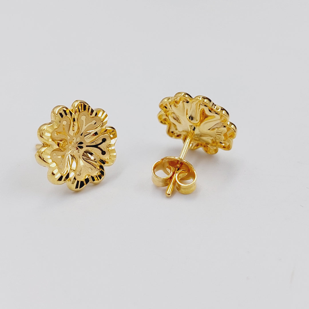 21K Gold Screw Rose Earrings by Saeed Jewelry - Image 3