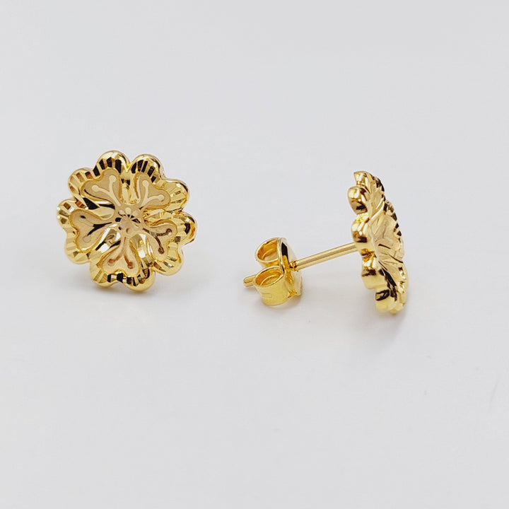 21K Gold Screw Rose Earrings by Saeed Jewelry - Image 1