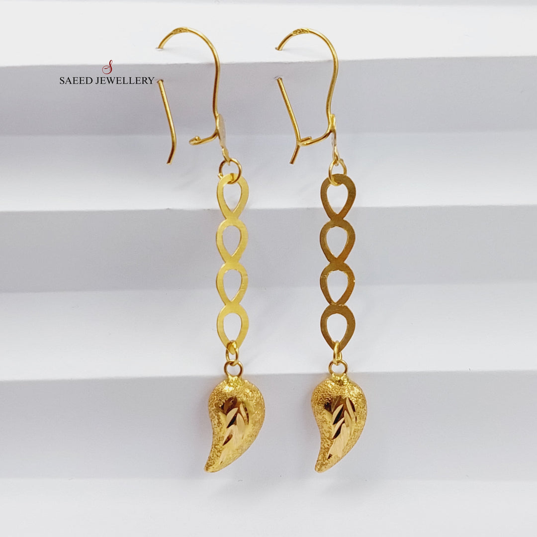 21K Gold Shankle Almond Earrings by Saeed Jewelry - Image 3