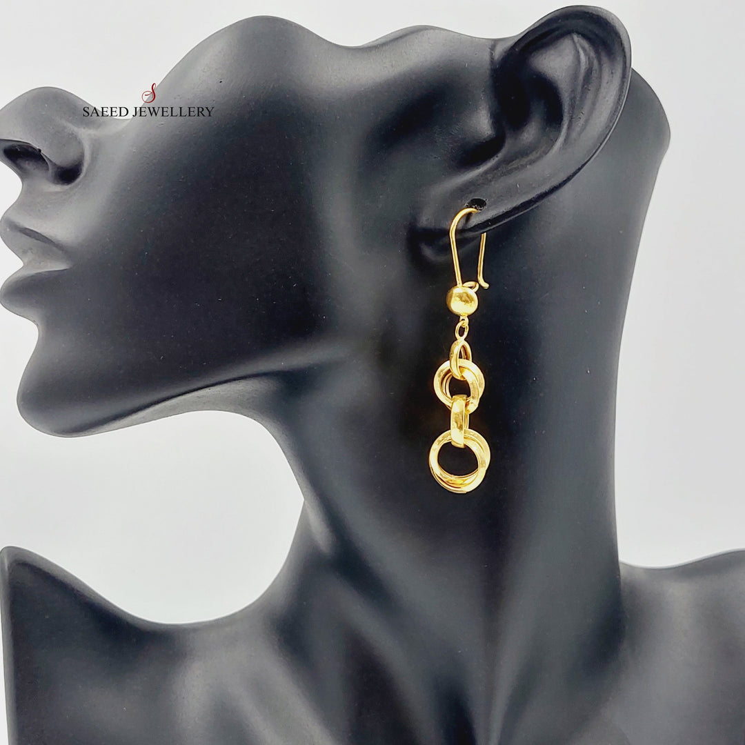 21K Gold Shankle Cuban Links Earrings by Saeed Jewelry - Image 3