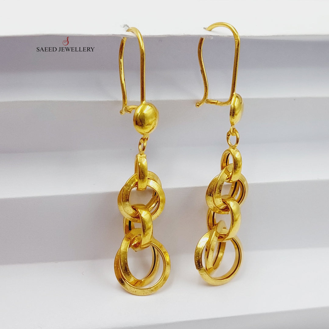 21K Gold Shankle Cuban Links Earrings by Saeed Jewelry - Image 4