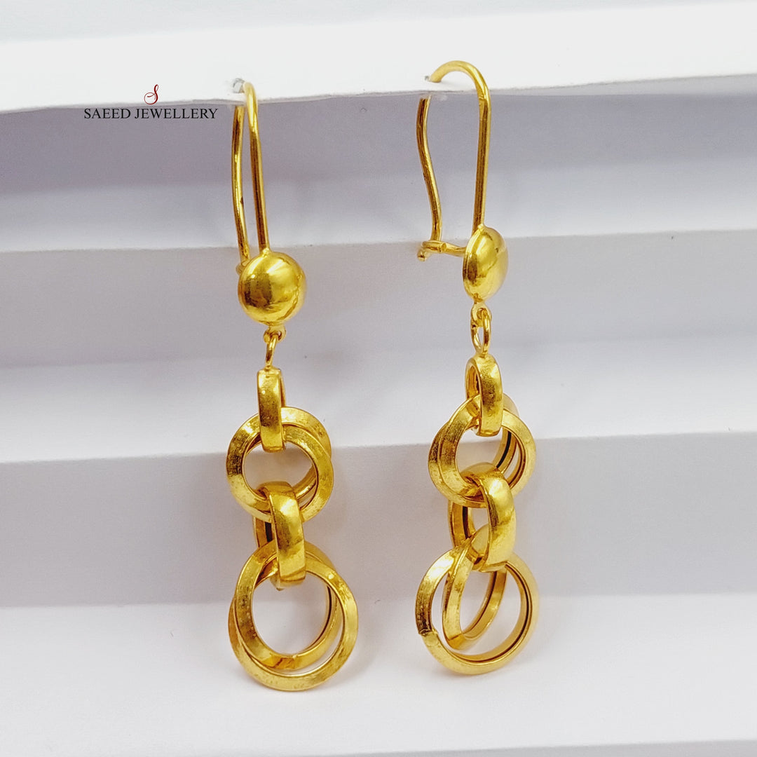 21K Gold Shankle Cuban Links Earrings by Saeed Jewelry - Image 1