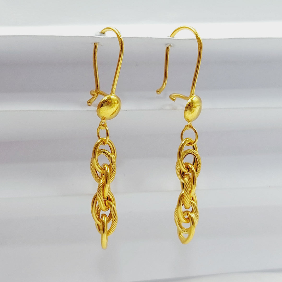 21K Gold Shankle Cuban Links Earrings by Saeed Jewelry - Image 3