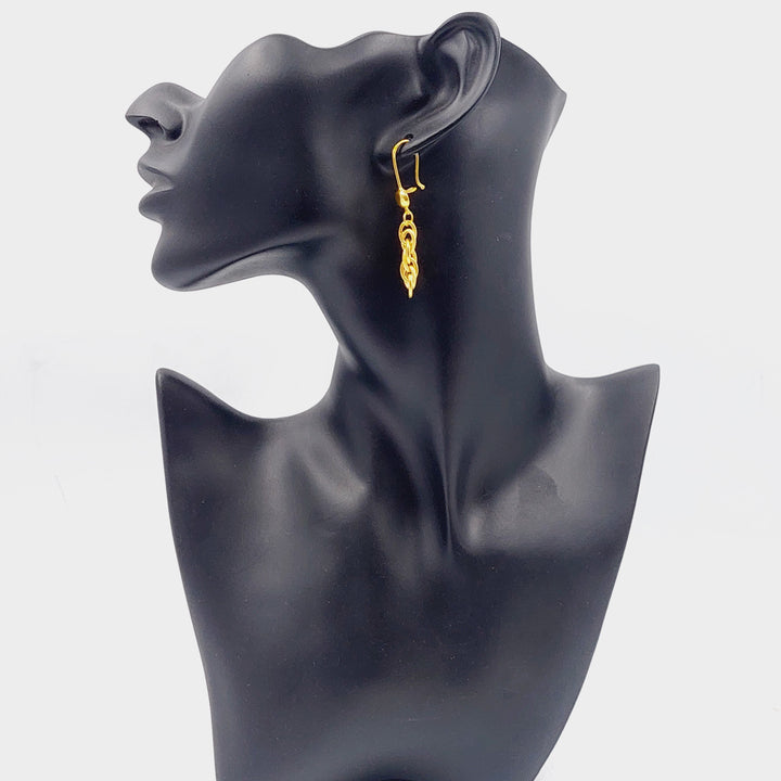 21K Gold Shankle Cuban Links Earrings by Saeed Jewelry - Image 4