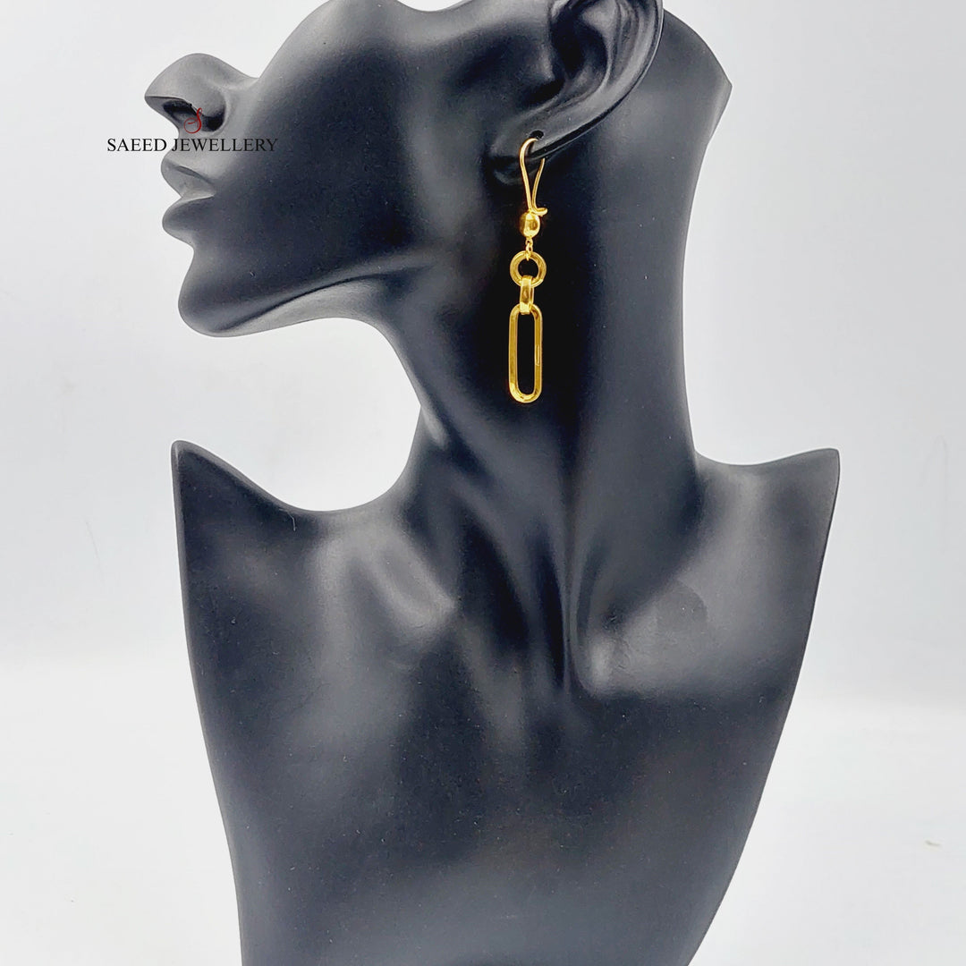 21K Gold Shankle Paperclip Earrings by Saeed Jewelry - Image 3