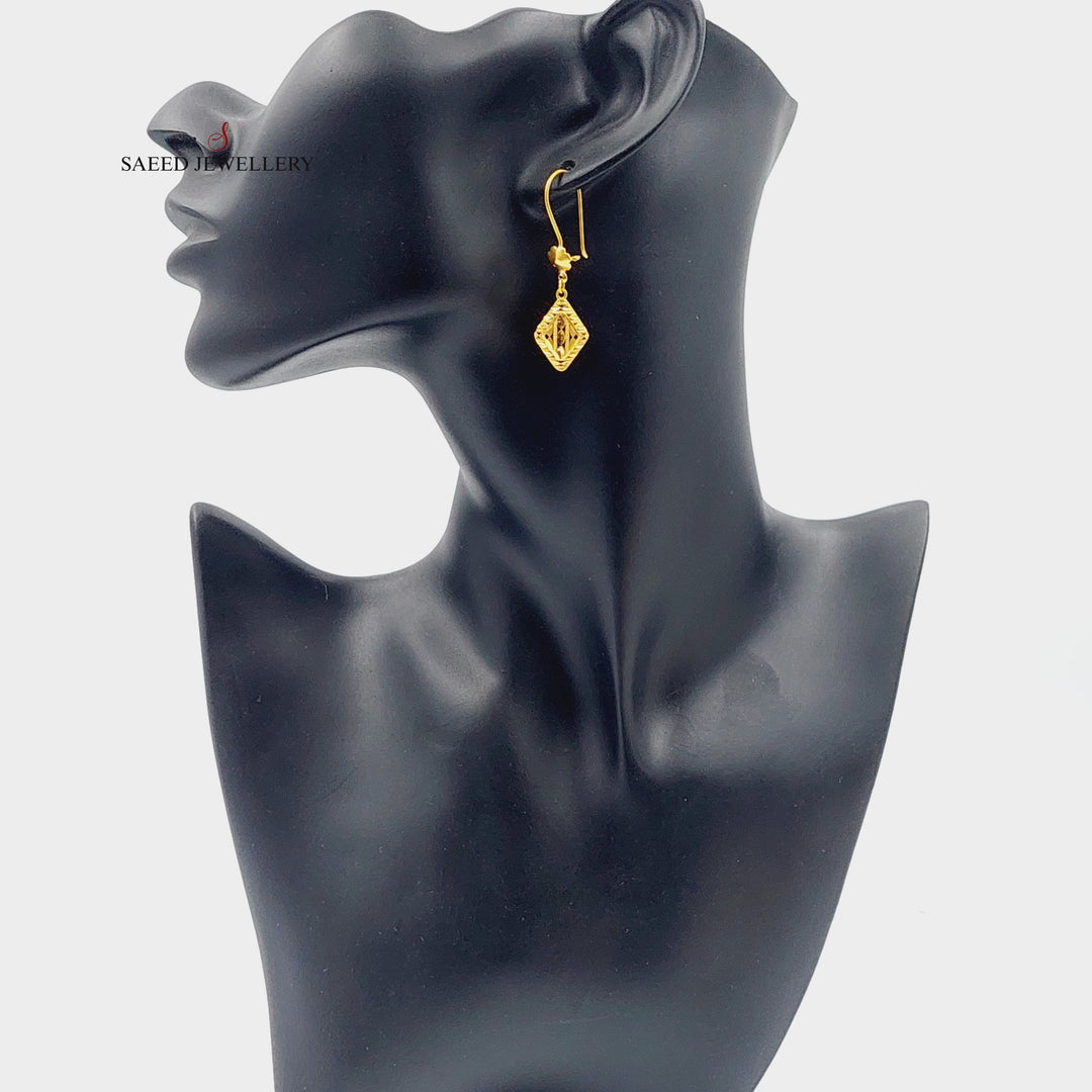 21K Gold Shankle Rhombus Earrings by Saeed Jewelry - Image 3