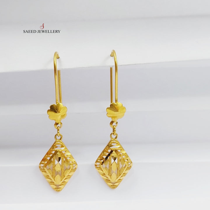 21K Gold Shankle Rhombus Earrings by Saeed Jewelry - Image 1