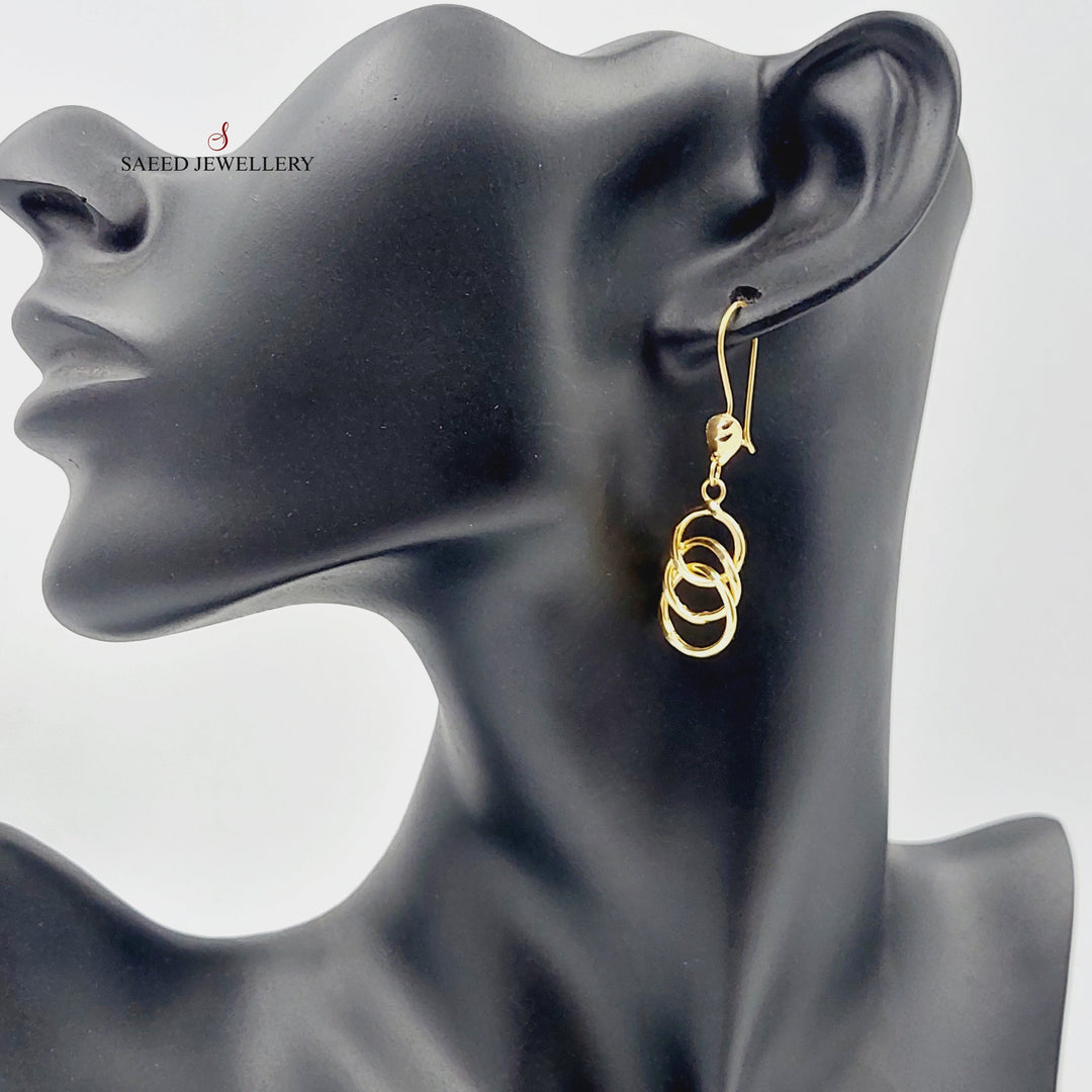 21K Gold Shankle Rounded Earrings by Saeed Jewelry - Image 2