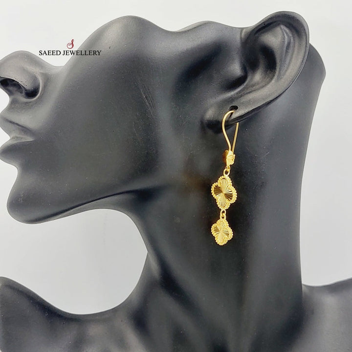 21K Gold Shankle Clover Earrings by Saeed Jewelry - Image 2