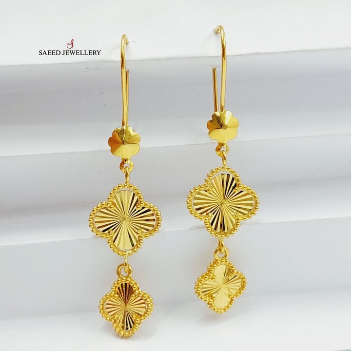 21K Gold Shankle Clover Earrings by Saeed Jewelry - Image 5