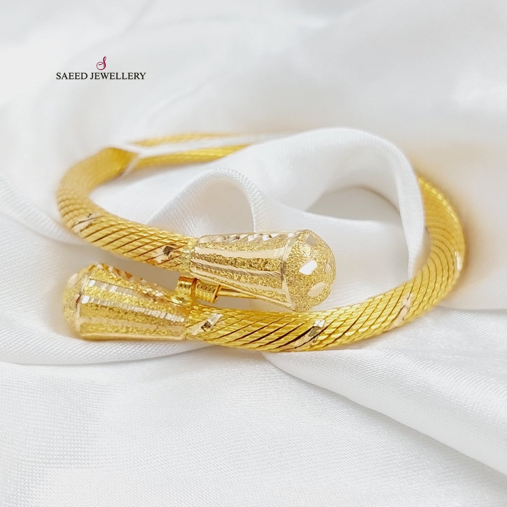 21K Gold Solid Twisted Bracelet by Saeed Jewelry - Image 2