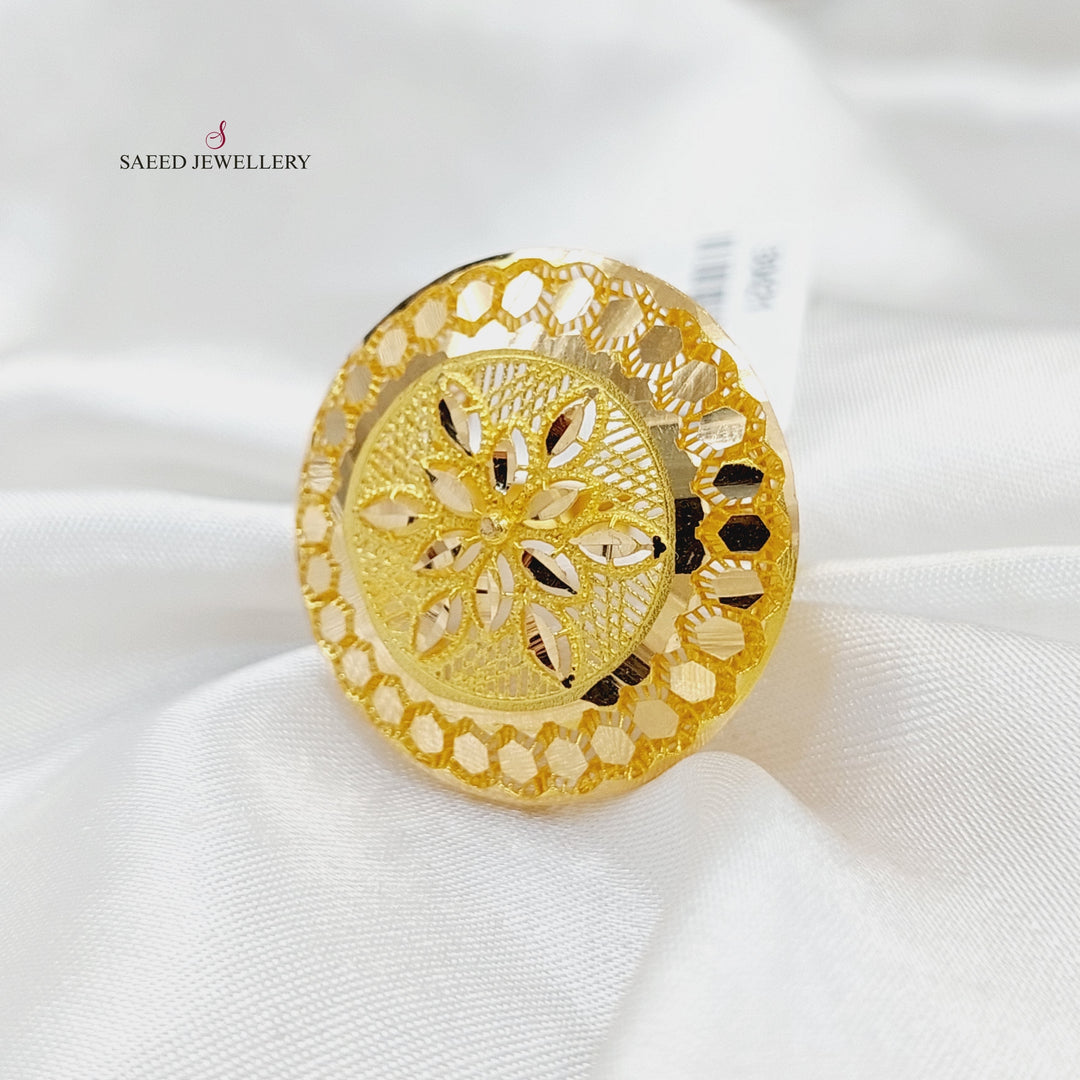 21K Gold Spike Rounded Ring by Saeed Jewelry - Image 3