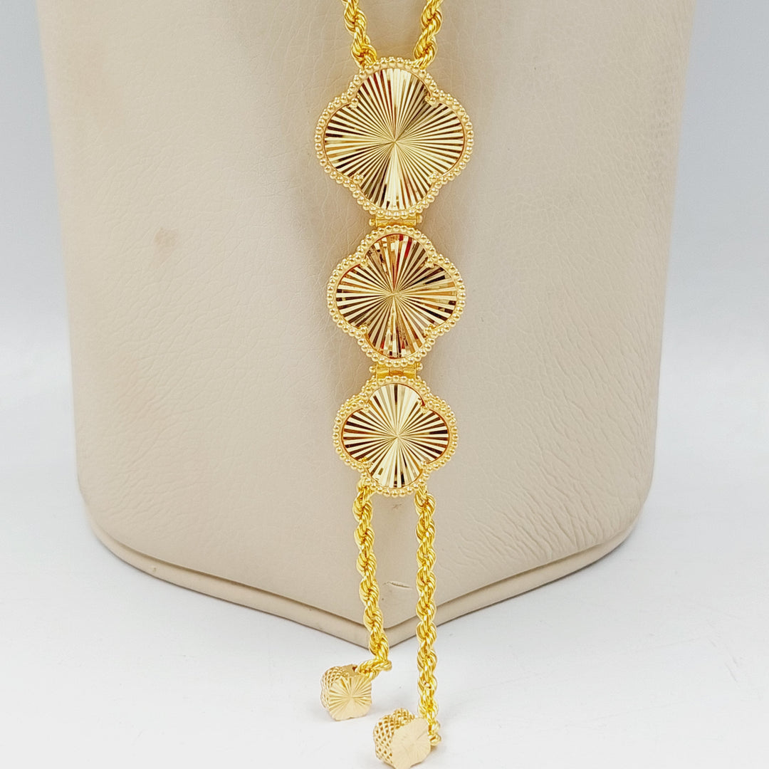 21K Gold Clover Balls Necklace by Saeed Jewelry - Image 4