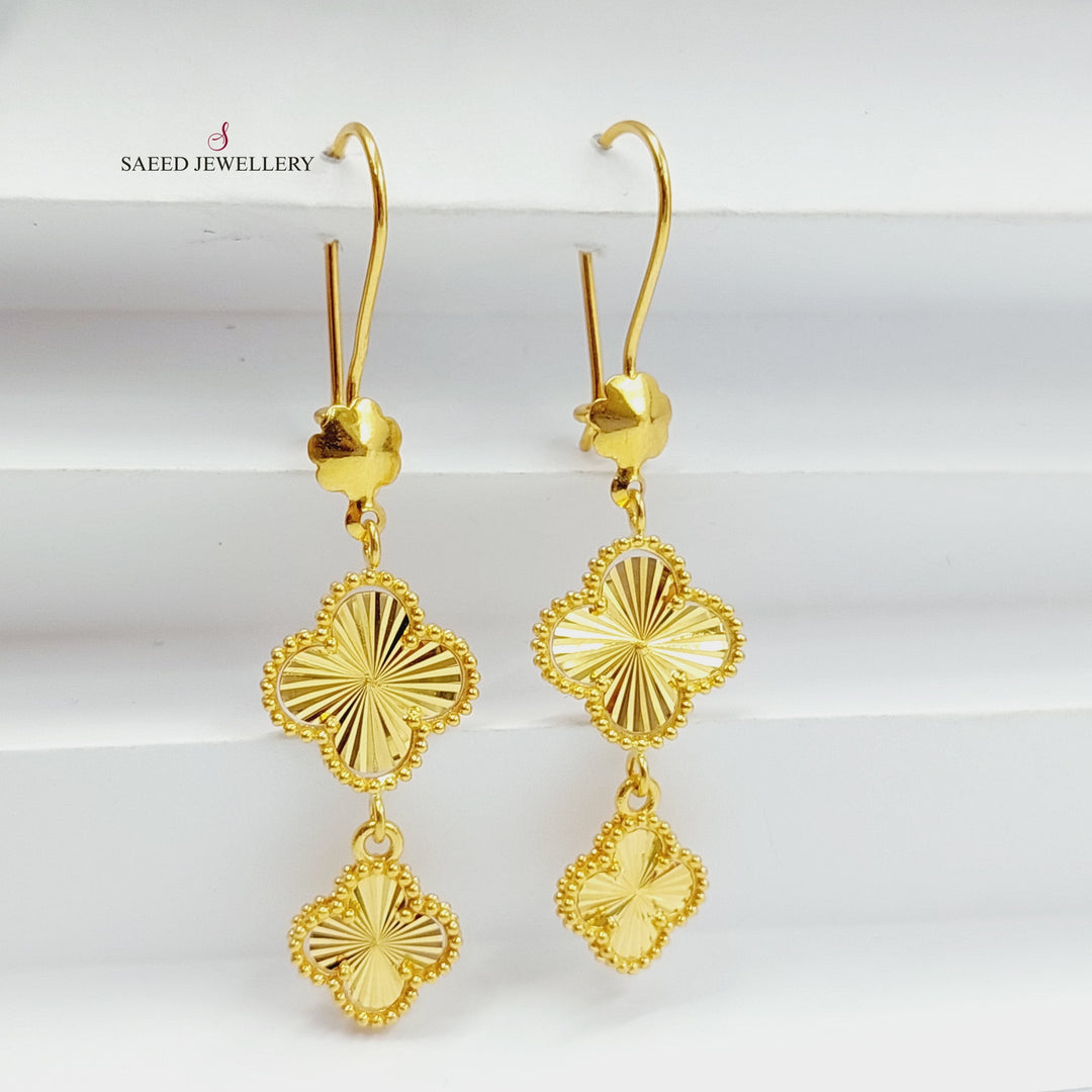 21K Gold Clover Earrings by Saeed Jewelry - Image 1