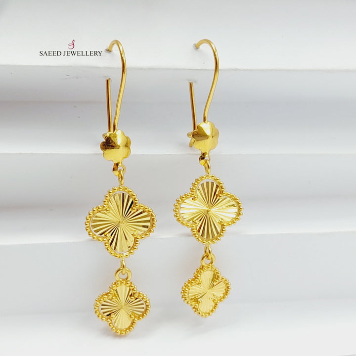 21K Gold Clover Earrings by Saeed Jewelry - Image 1