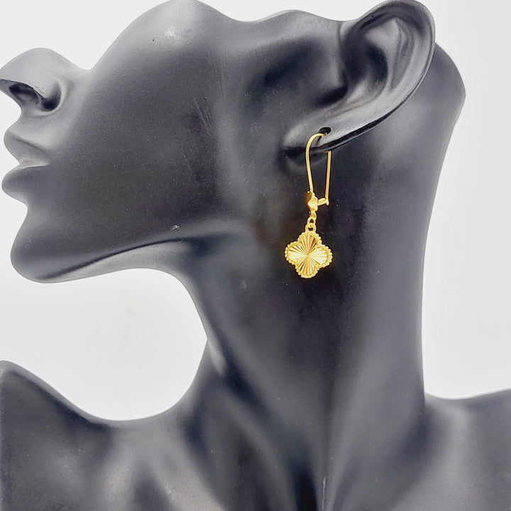 21K Gold Clover Earrings by Saeed Jewelry - Image 3