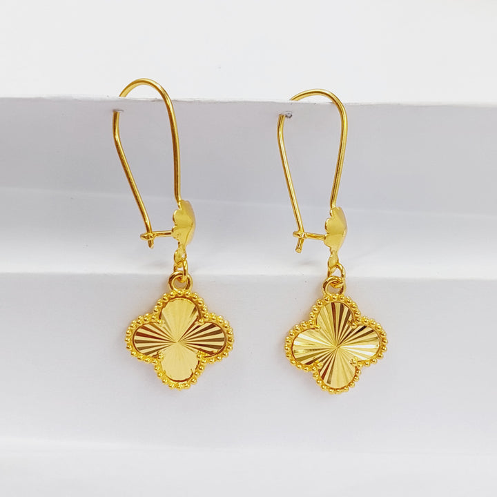 21K Gold Clover Earrings by Saeed Jewelry - Image 5